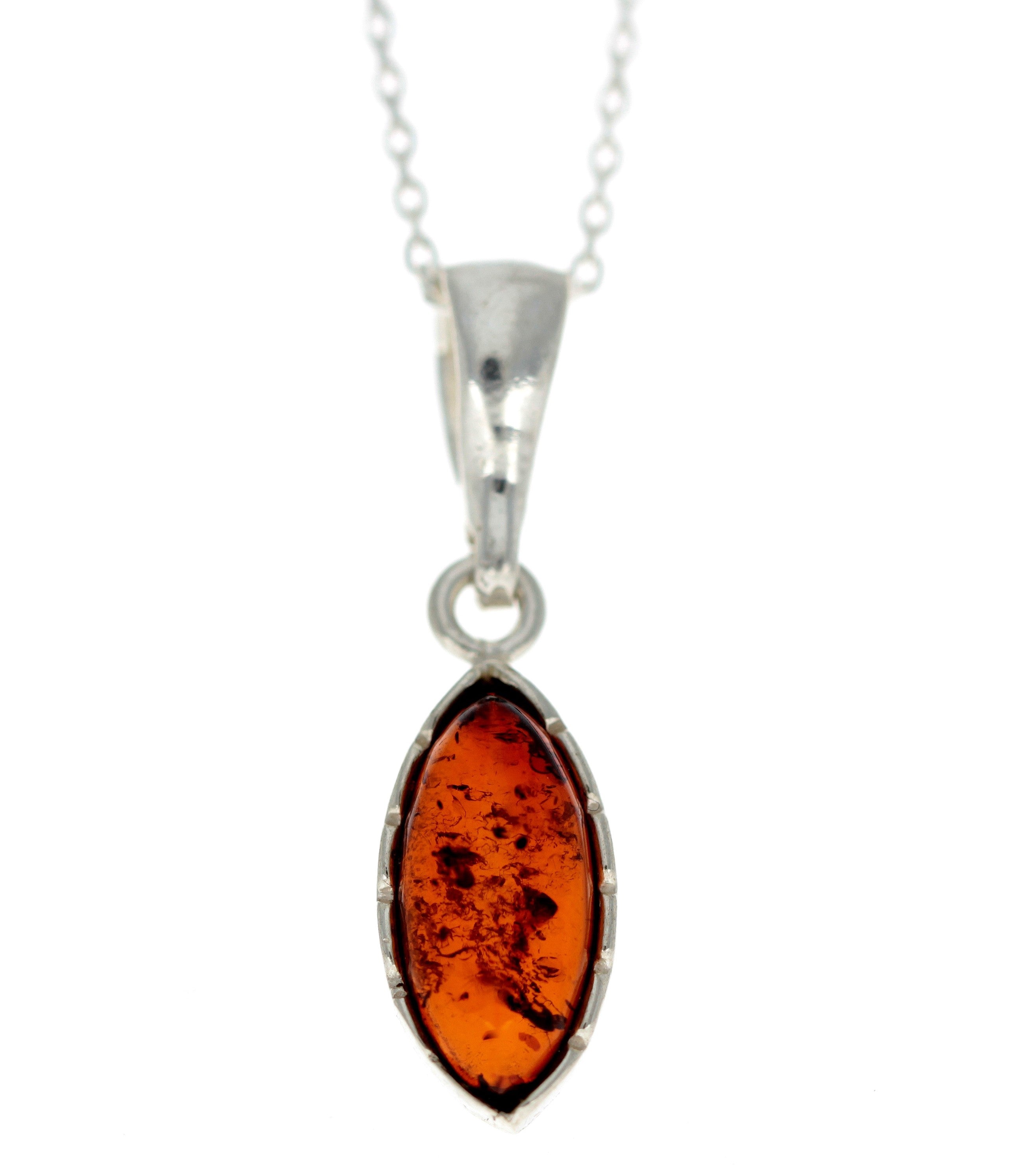 925 Sterling Silver & Genuine Baltic Amber Classic Pendant - G207