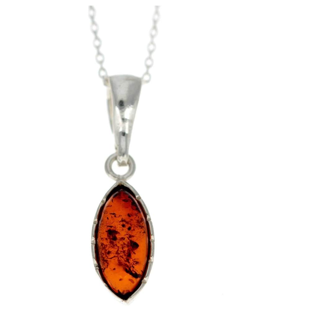 925 Sterling Silver & Genuine Baltic Amber Classic Pendant - G207