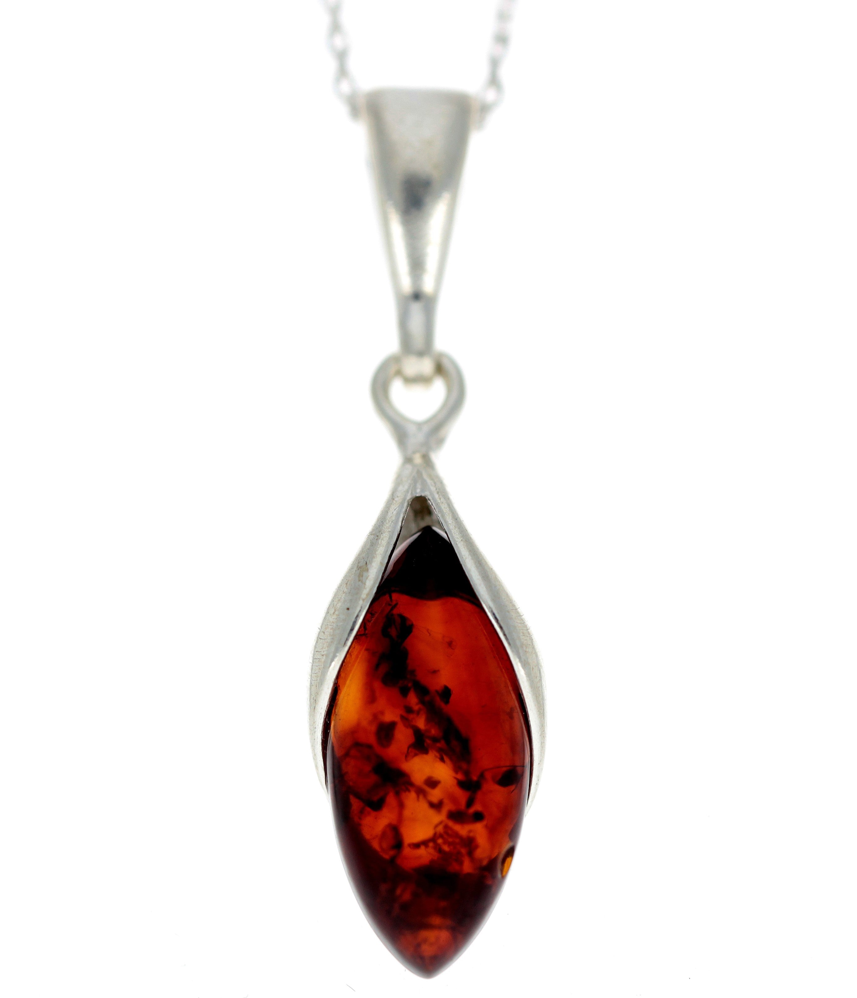925 Sterling Silver & Genuine Baltic Amber Classic Pendant - G209