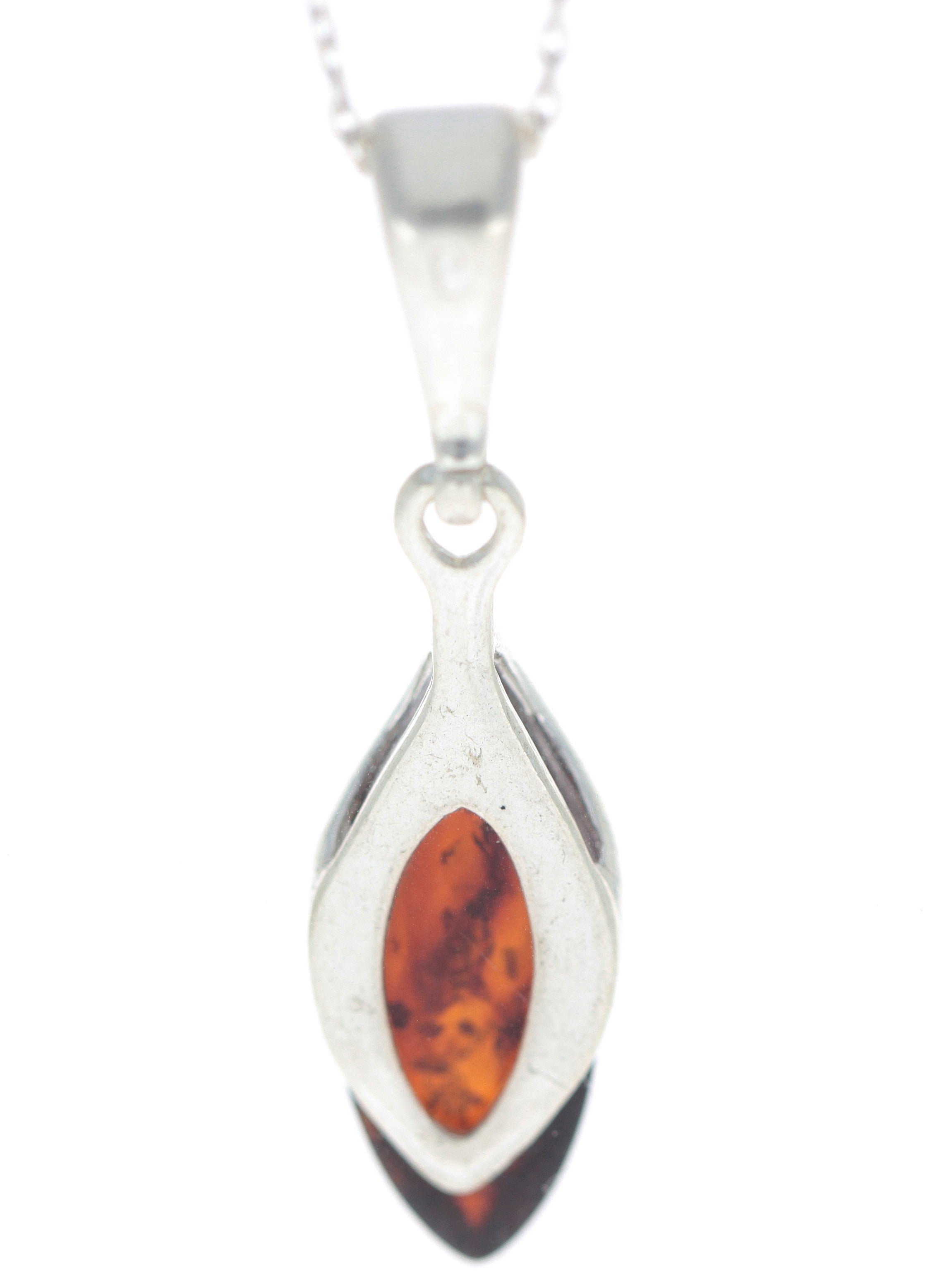925 Sterling Silver & Genuine Baltic Amber Classic Pendant - G209