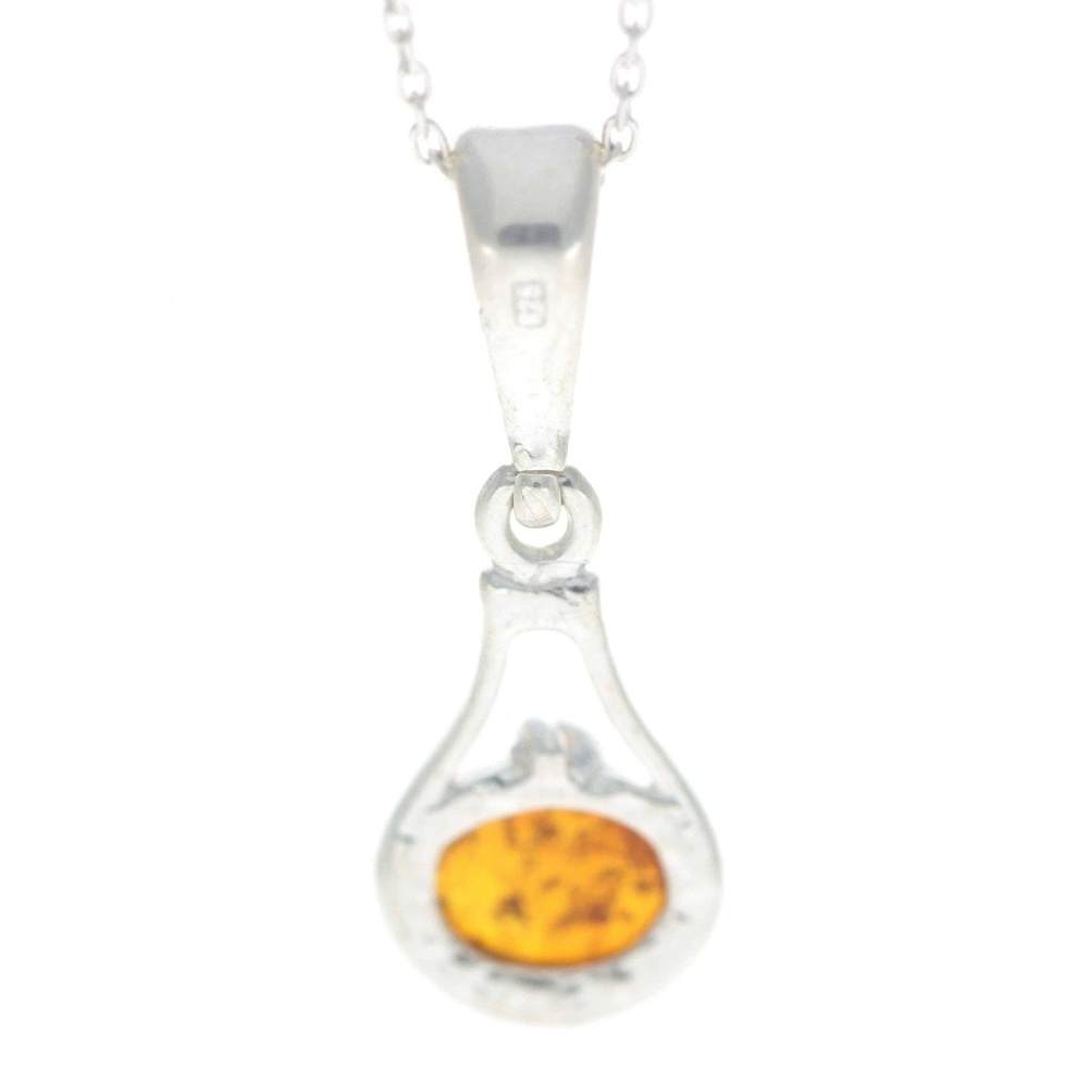 925 Sterling Silver & Genuine Baltic Amber Classic Pendant - G210