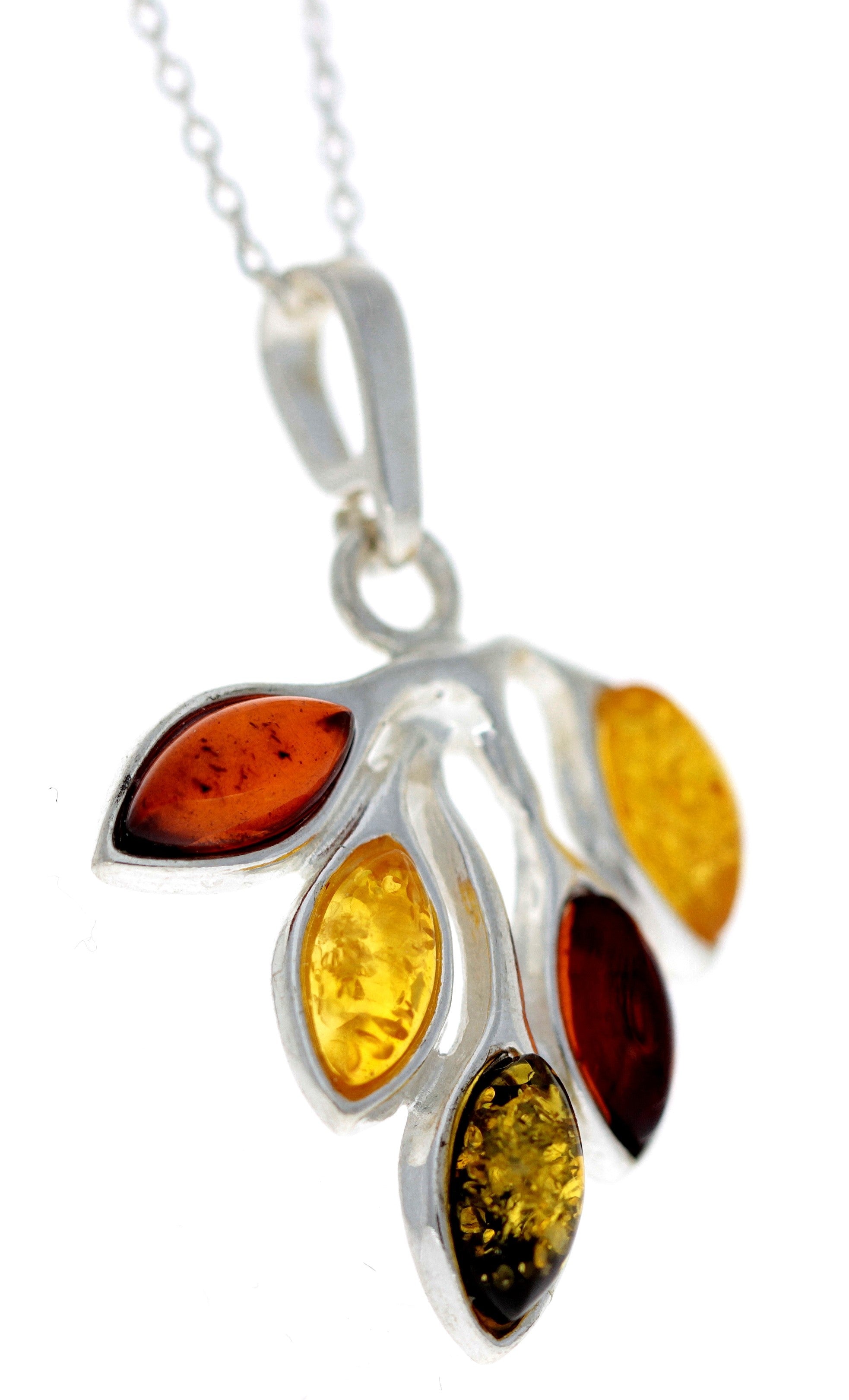 925 Sterling Silver & Genuine Baltic Amber Classic Pendant - G216