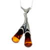 925 Sterling Silver & Genuine Baltic Amber Modern Pendant - G219