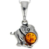 925 Sterling Silver & Genuine Baltic Amber Elephant Pendant - G225