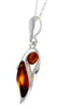 925 Sterling Silver & Genuine Baltic Amber 2 Stones Classic Pendant - G229