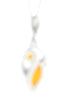 925 Sterling Silver & Genuine Baltic Amber 2 Stones Classic Pendant - G229