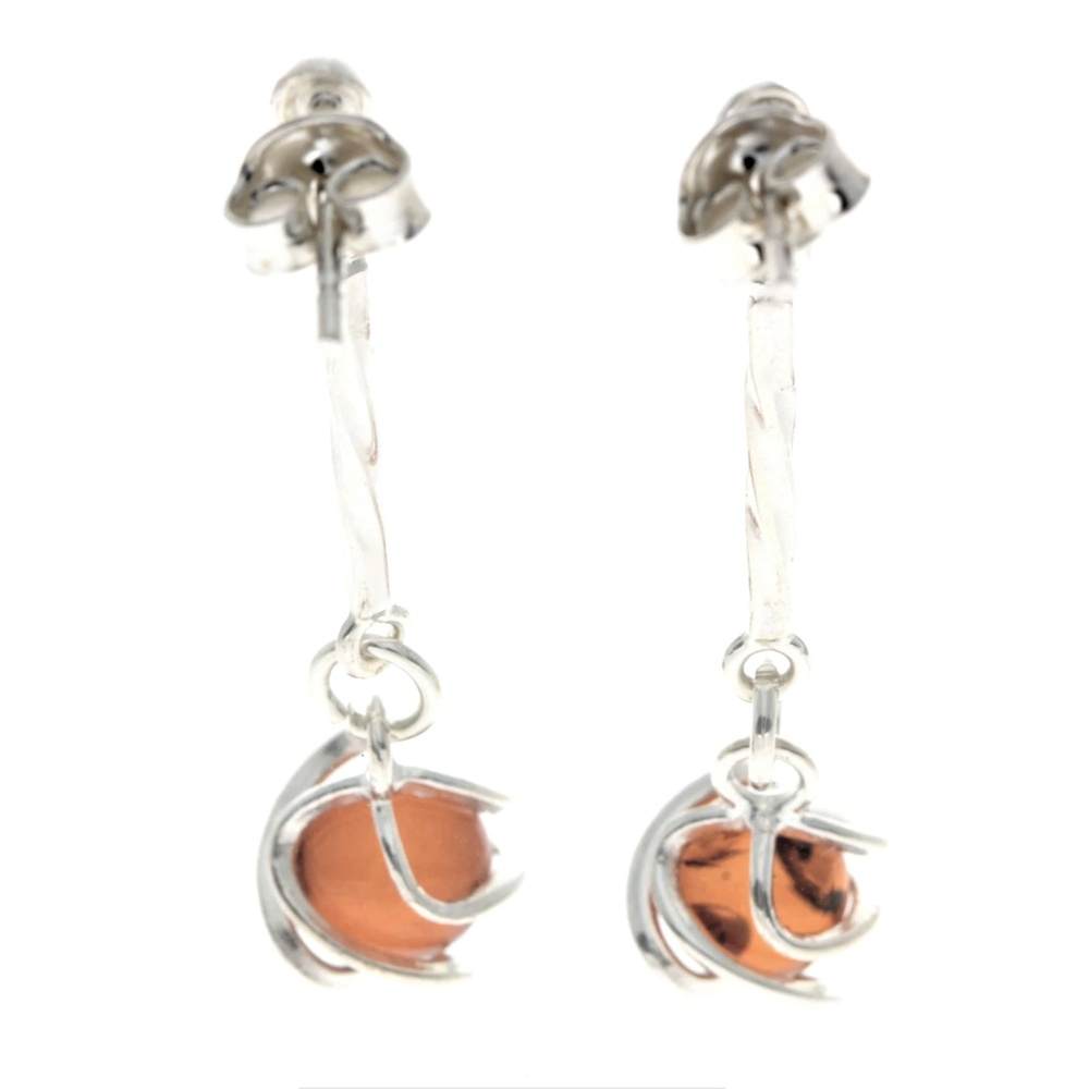 925 Sterling silver & Baltic Amber Modern Drop Earrings - GL022