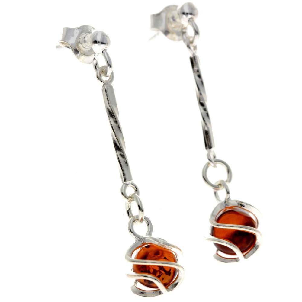 925 Sterling silver & Baltic Amber Modern Drop Earrings - GL022