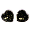 925 Sterling Silver & Genuine Baltic Amber Classic Heart Studs Earrings - GL040