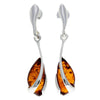 Sterling Silver with Amber Modern Drop Earrings - GL069B