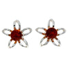 925 Sterling Silver & Genuine Baltic Amber Classic Stars Flowers Studs Earrings - GL075