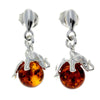 925 Sterling Silver Elephant on Baltic Amber Ball Drop Earrings GL083