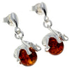 925 Sterling Silver Elephant on Baltic Amber Ball Drop Earrings GL083