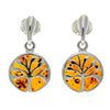 925 Sterling Silver & Genuine Baltic Amber Tree of Life Drop Studs Earrings - GL1004