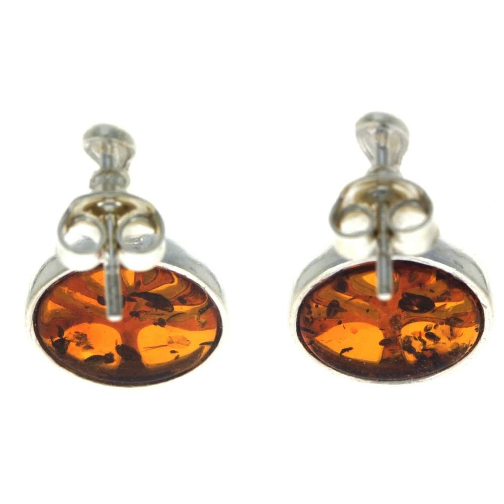 925 Sterling Silver & Genuine Baltic Amber Tree of Life Drop Studs Earrings - GL1004