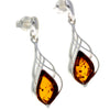 Load image into Gallery viewer, 925 Sterling Silver &amp; Genuine Baltic Amber Drop Studs Celtic Earrings - GL1005