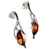Load image into Gallery viewer, 925 Sterling Silver &amp; Genuine Baltic Amber Drop Studs Modern Earrings - GL1006