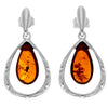 Load image into Gallery viewer, 925 Sterling Silver &amp; Genuine Baltic Amber Teardrop Modern Drop Earrings - GL1008