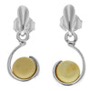 925 Sterling Silver & Genuine Baltic Amber Delicate Drop Earrings - GL1011