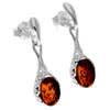 925 Sterling Silver & Genuine Baltic Amber Celtic Drop Earrings - GL1014