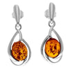 925 Sterling Silver & Genuine Baltic Amber Classic Drop Earrings - GL1015