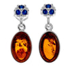 925 Sterling Silver & Genuine Baltic Amber in Combo with Cubic Zirconia Classic Drop Earrings - GL1016