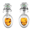 Load image into Gallery viewer, 925 Sterling Silver &amp; Genuine Baltic Amber in Combo with Cubic Zirconia Classic Drop Earrings - GL1016