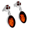 Load image into Gallery viewer, 925 Sterling Silver &amp; Genuine Baltic Amber in Combo with Cubic Zirconia Classic Drop Earrings - GL1016