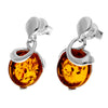 925 Sterling Silver & Genuine Baltic Amber Modern Studs Dangling Earrings - GL1019