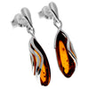 925 Sterling Silver & Genuine Baltic Amber Modern Studs Dangling Earrings - GL1020