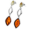 925 Sterling Silver & Genuine Baltic Amber Classic Studs Dangling Earrings - GL1021