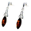 925 Sterling Silver & Genuine Baltic Amber Celtic Drop Earrings - GL143