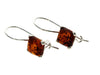 925 Sterling Silver & Genuine Baltic Amber Classic Drop Square Earrings - GL144