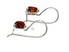 925 Sterling Silver & Genuine Baltic Amber Classic Drop Square Earrings - GL144
