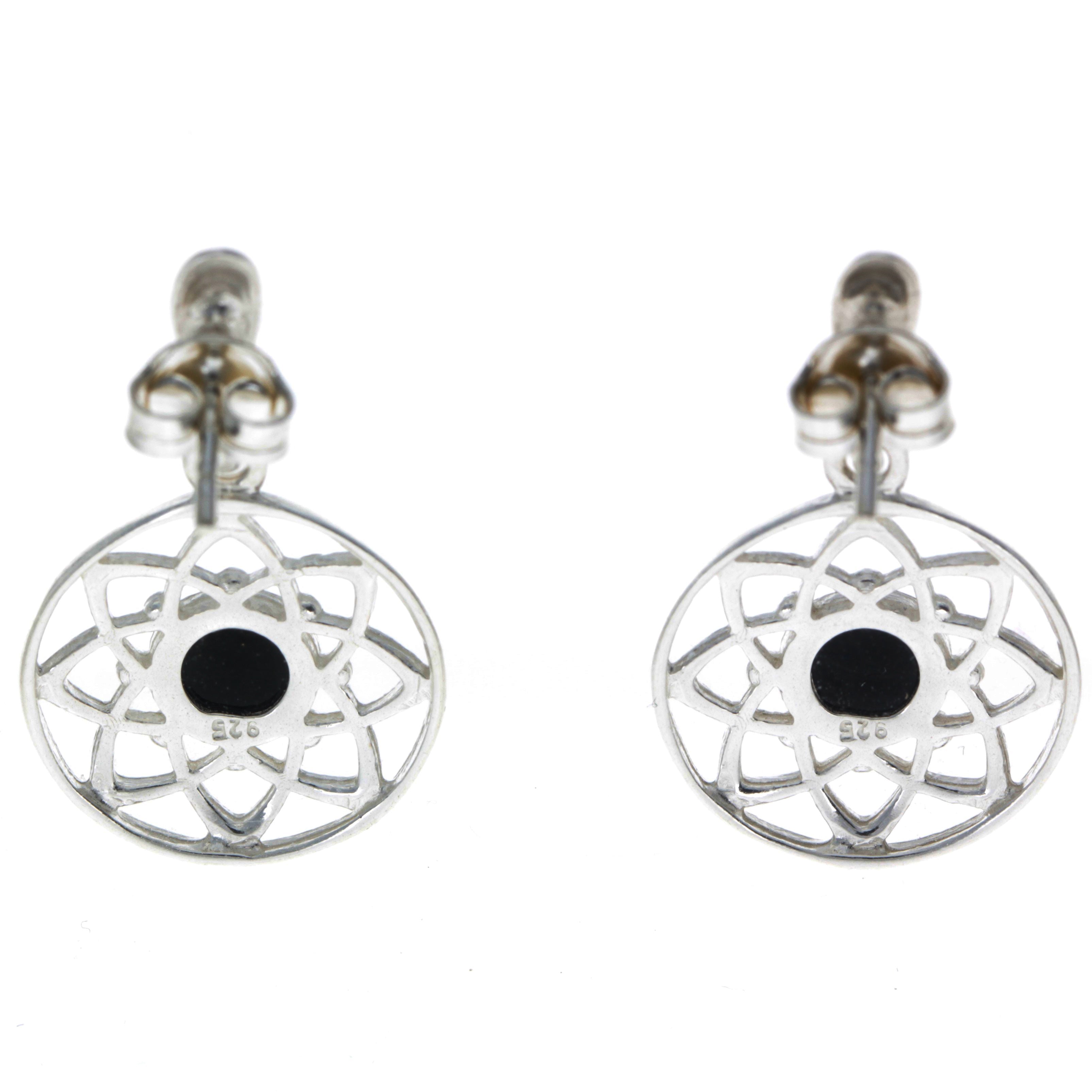 925 Sterling Silver & Baltic Amber Celtic Drop Earrings - GL145