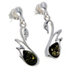 Load image into Gallery viewer, 925 Sterling Silver &amp; Baltic Amber Swan Stud Earrings GL149