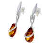 Load image into Gallery viewer, 925 Sterling Silver with Amber Modern Drop Earrings - GL151