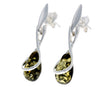 Load image into Gallery viewer, 925 Sterling Silver with Amber Modern Drop Earrings - GL151