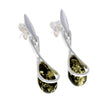 925 Sterling Silver with Amber Modern Drop Earrings - GL151