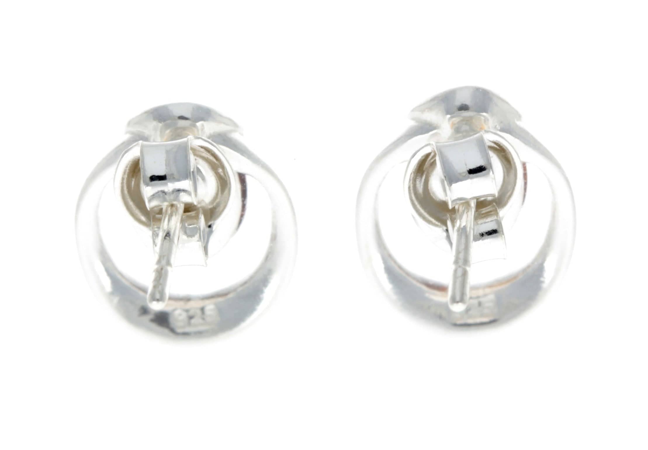 925 Sterling Silver & Genuine Baltic Amber Modern Studs Earrings - GL155