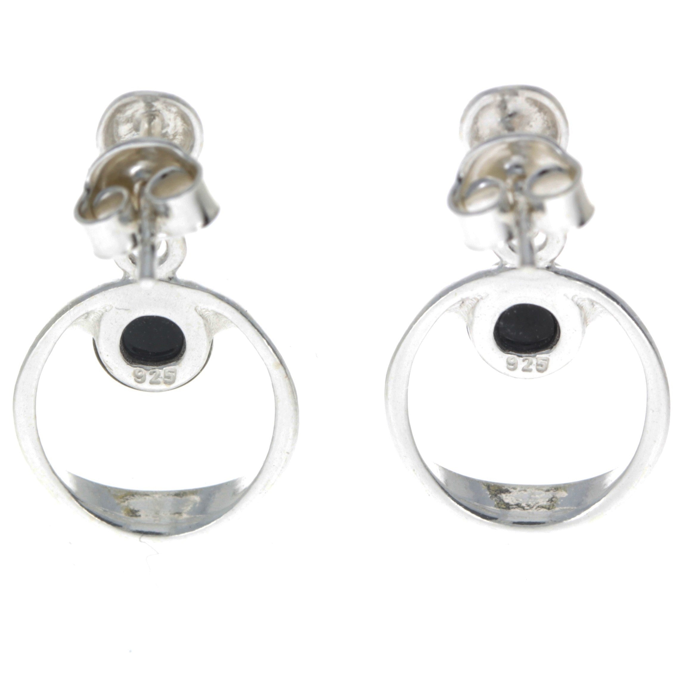925 Sterling Silver & Genuine Baltic Amber Modern Drop Earrings - GL165