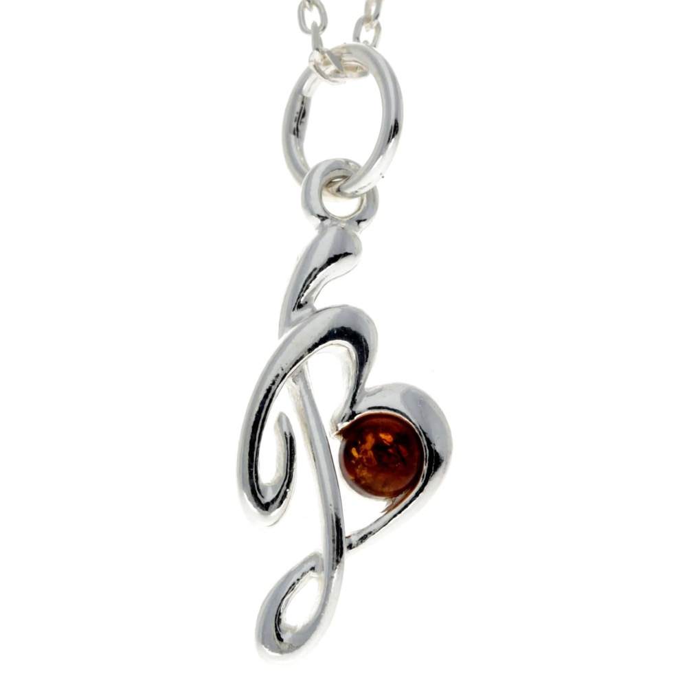 925 Sterling Silver & Baltic Amber Alphabet Letters Pendant - GL2003