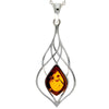 925 Steling Silver & Genuine Baltic Amber Modern Celtic Pendant - GL2030