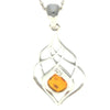 925 Steling Silver & Genuine Baltic Amber Modern Celtic Pendant - GL2030