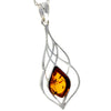925 Steling Silver & Genuine Baltic Amber Modern Celtic Pendant - GL2030