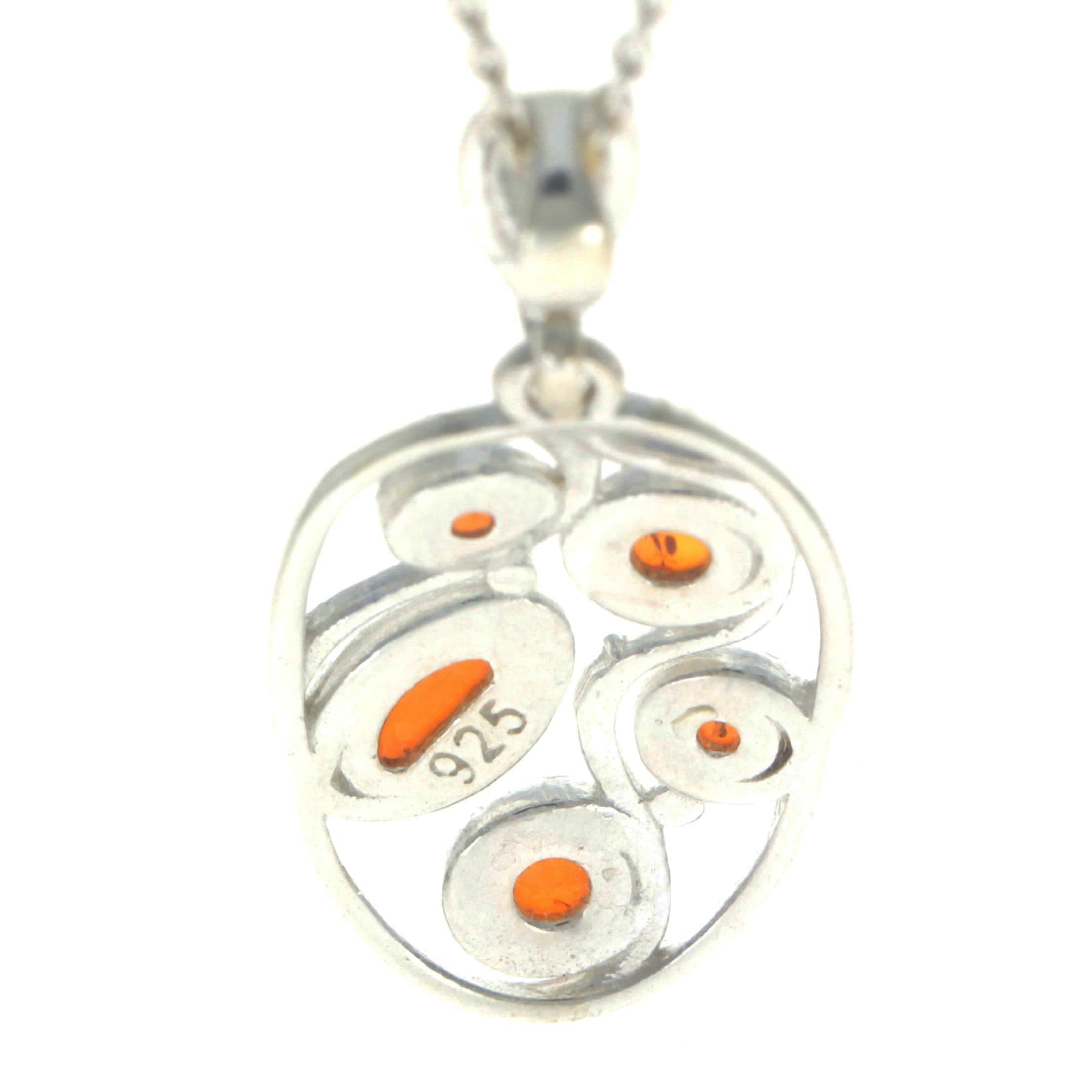 925 Sterling Silver & Genuine Baltic Amber Classic Pendant - GL2035
