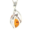 925 Sterling Silver & Genuine Baltic Amber Modern Pendant - GL2036