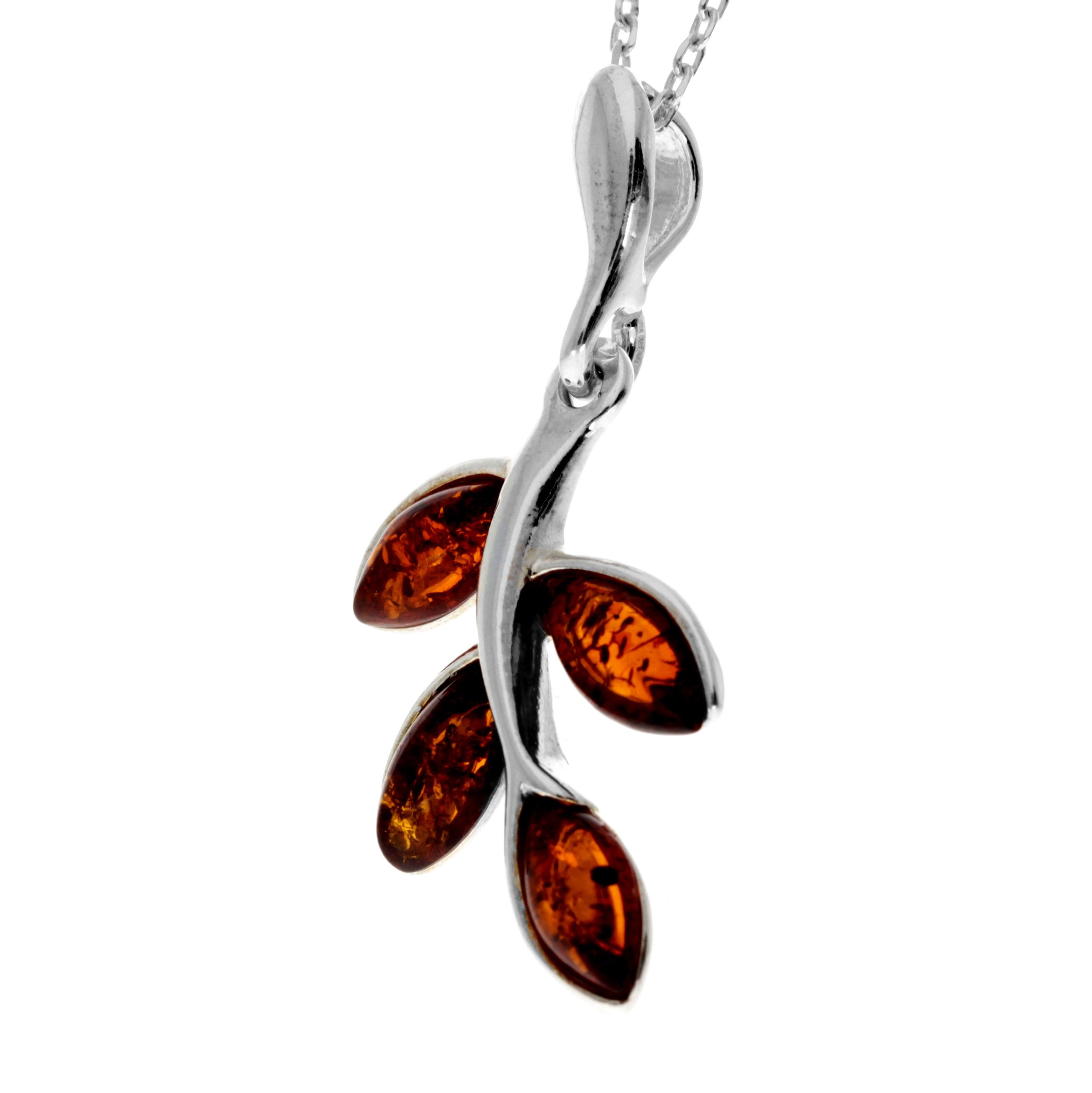 925 Sterling Silver & Genuine Baltic Amber Classic Pendant - GL2037