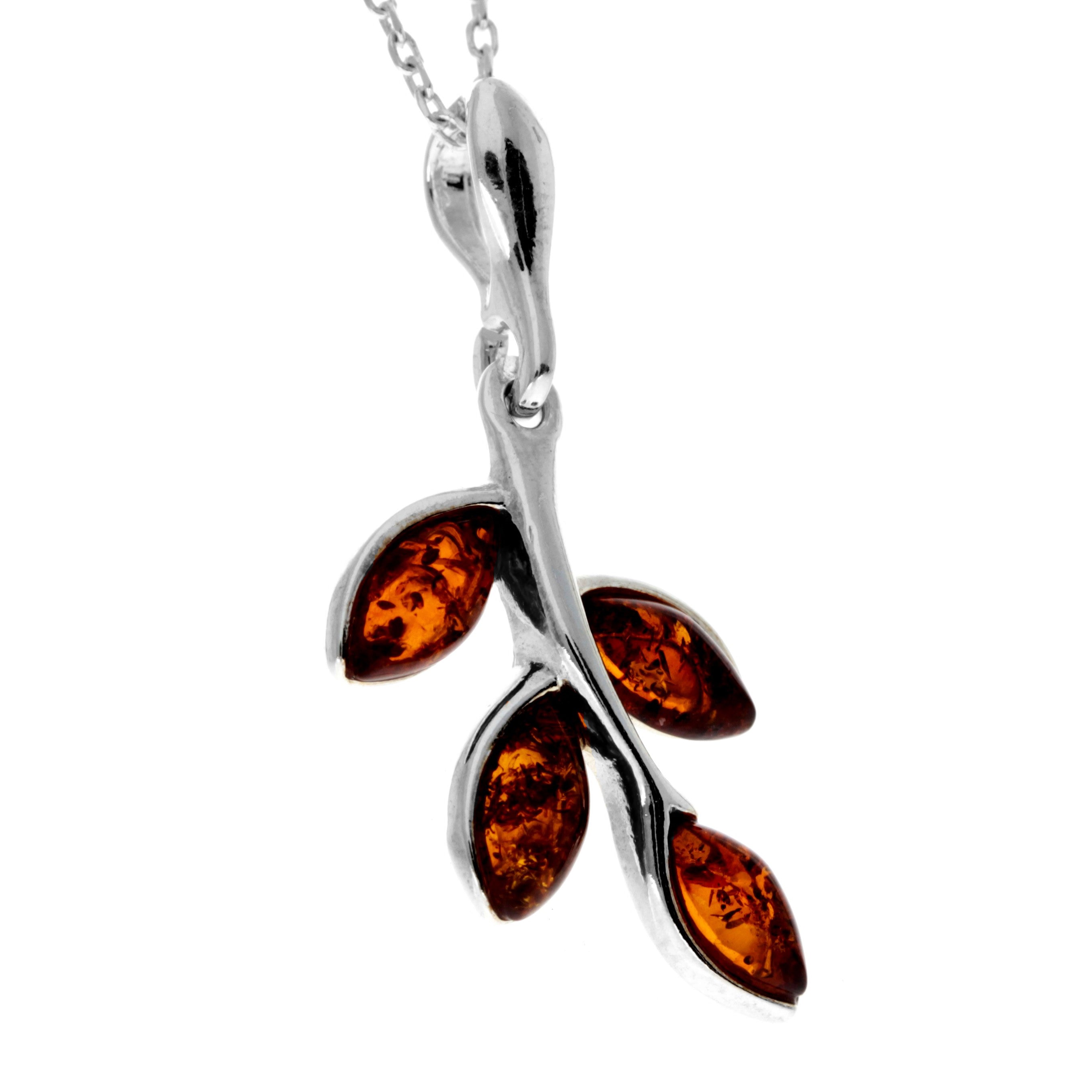 925 Sterling Silver & Genuine Baltic Amber Classic Pendant - GL2037