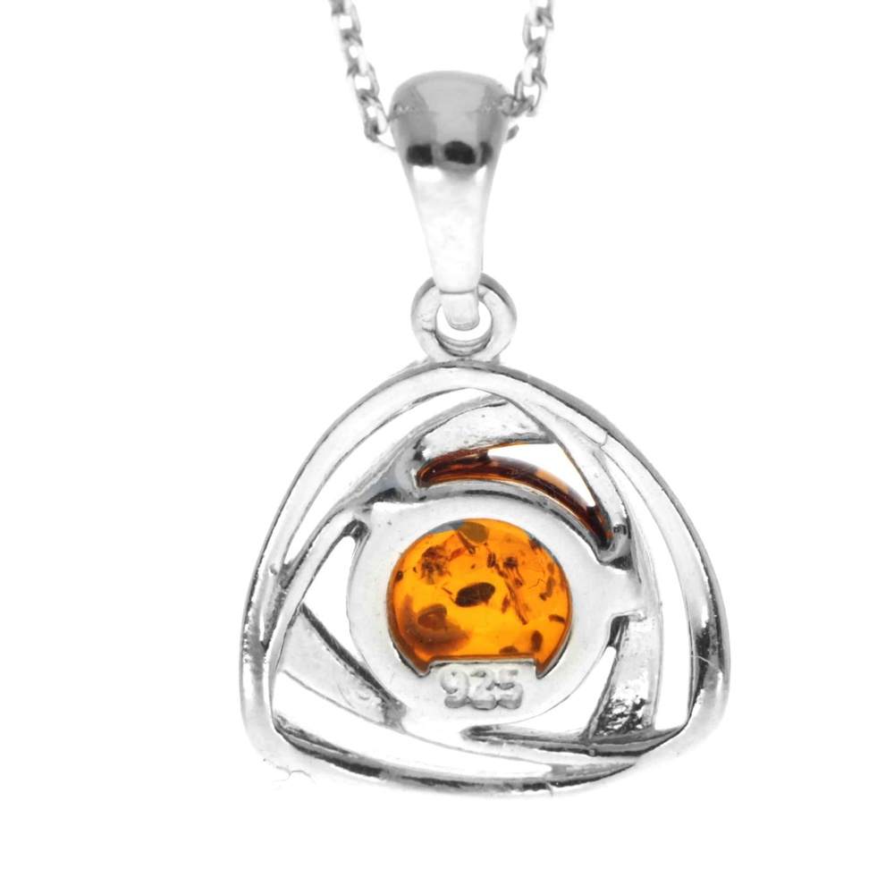 925 Sterling Silver & Genuine Baltic Amber Celtic Pendant - GL2038